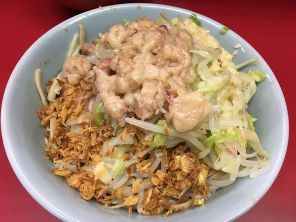 「小ラーメン  つけ味冷や汁なし  甘〜いあぶら」@ラーメン二郎 中山駅前店の写真