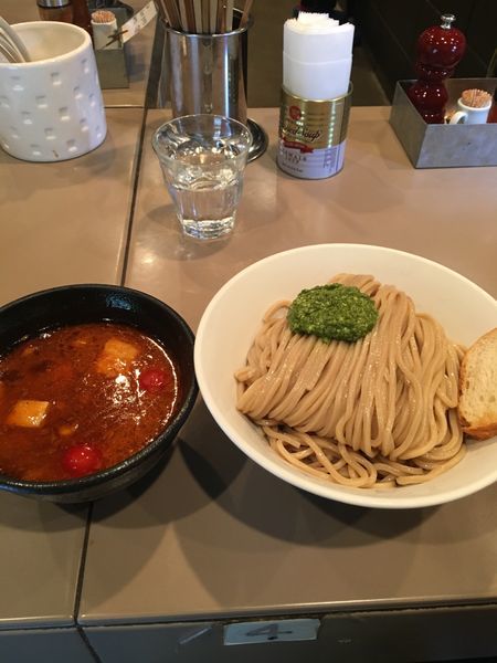 「海老トマトつけ麺 大盛 バジルごはん」@つけ麺 五ノ神製作所の写真