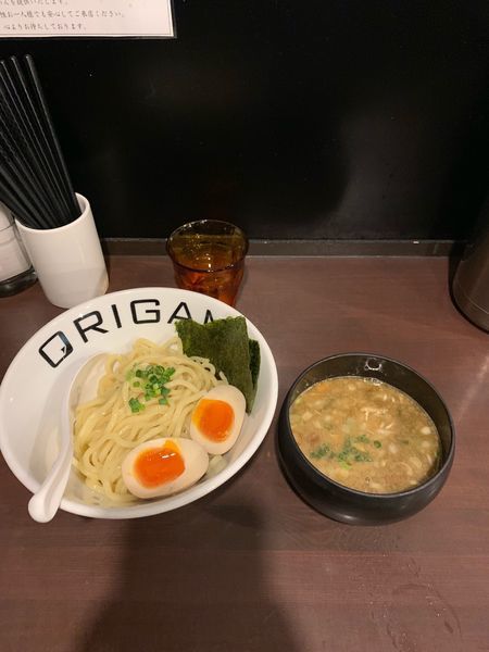 「濃厚ORIGAMIつけ麺＋味玉(900円)」@麺屋 ORIGAMIの写真