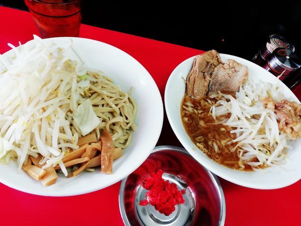 「限定「つけ麺」並（野菜・あぶらチョイ増し＋紅生姜）」@ラーメンハイキックの写真