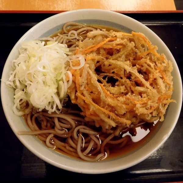 「ごぼう天そば ネギ多め（420円）」@かのや 新宿西口店の写真