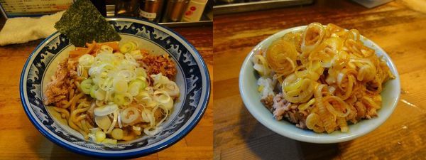 「油そば790円ミニ刻みチャーシュー丼260円」@兎に角 松戸店の写真