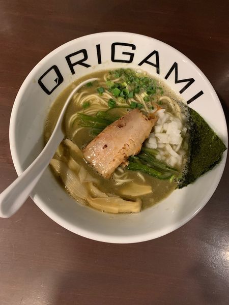 「気まぐれ煮干そば(こってりバージョン)(780円)」@麺屋 ORIGAMIの写真