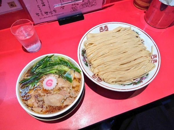 「つけそば（大）＋豚足トッピング」@カドヤ食堂 本店の写真
