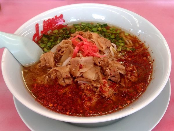 「旨辛豚バラもやしらーめん(並盛・10g)890円」@ラーメン山岡家 高崎西店の写真