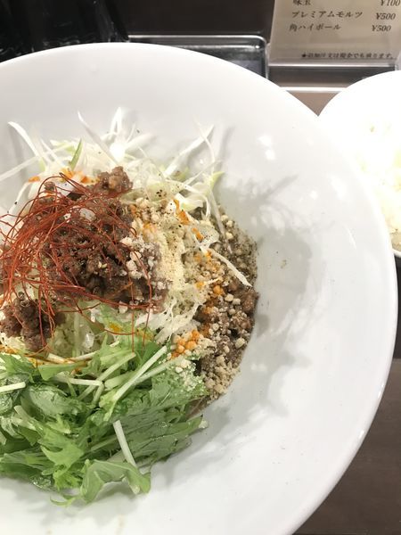 「覇王汁なし坦々麺、ライス」@麻辣専科 覇王 神田北口店の写真