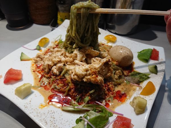 「【限定】豆乳仕立ての冷製豚しゃぶ担々麺850円＋ライス」@中華蕎麦 瑞山（ZUIZAN）の写真