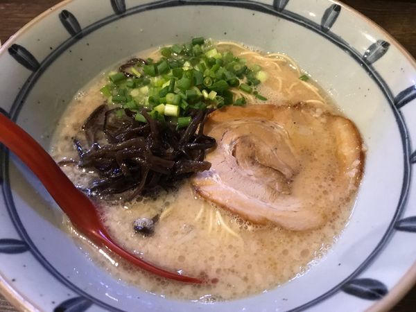 「こってり博多らーめん 青ネギ バリカタ 700円」@らーめん たつ屋の写真