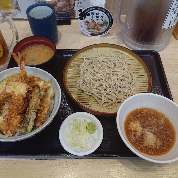 「天丼おろしそばセット840円、ハイカラ480円」@天丼てんや Dila西船橋店の写真