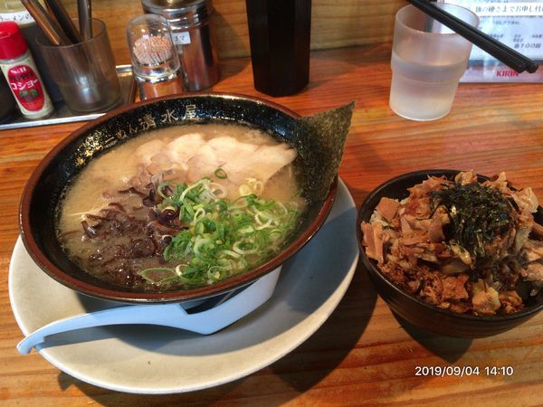 「清水屋ラーメン＋ランチチャーシュー飯」@博多ラーメン 清水屋の写真