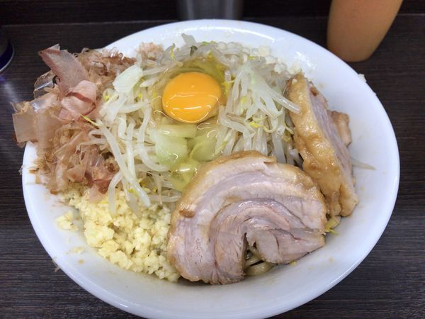 「小ラーメン+冷やし汁なし(ニンニク) 850円」@ラーメン二郎 川越店の写真