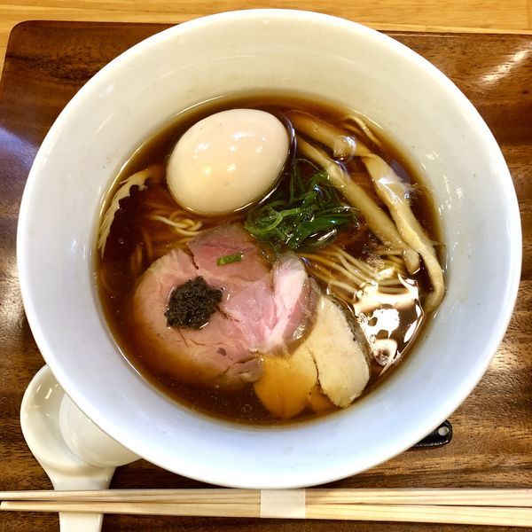 「ポルチーニ醤油らぁ麺 ￥800＋味玉 ￥100」@入鹿（IRUCA）-Tokyo-の写真
