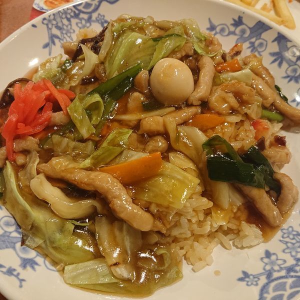 「厚切り豚肉と彩り野菜の旨味あんかけチャーハン863円他」@バーミヤン 栄上郷店の写真