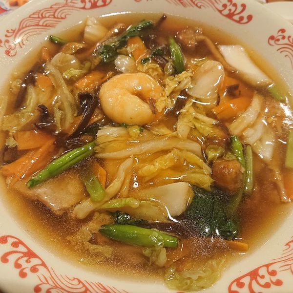 「限定 黄金海鮮3種と黄金きのこの具沢山あんかけラーメン863円他」@バーミヤン 栄上郷店の写真