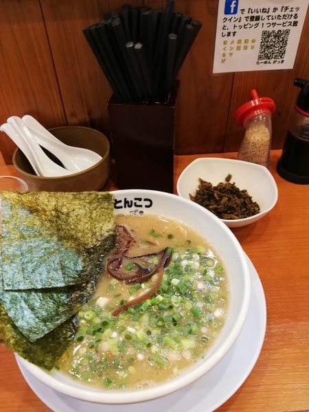 「豚骨ラーメン+高菜  750円」@釜炊きとんこつ がっきの写真