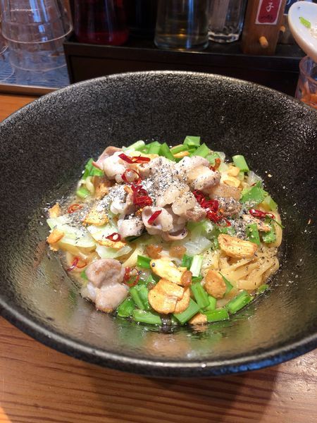 「【9月限定】マルチョウと上州牛脂の和えそば1000円」@らぁ麺屋 つなぎの写真