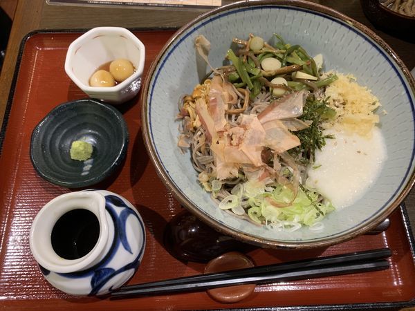 「冷やし山菜とろろそば 770円」@信州そば処 そじ坊 那覇空港店の写真
