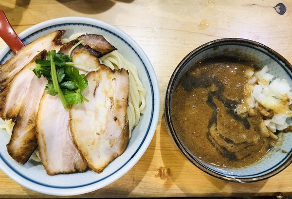 「特製肉玉つけ麺(大)(トッピング 玉ねぎ)1200円」@煮干麺 月と鼈の写真