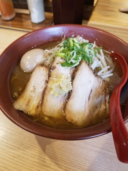 「3枚チャーシュー焼き味噌¥970+半熟味玉¥100」@拉麺 大公 南太田本店の写真