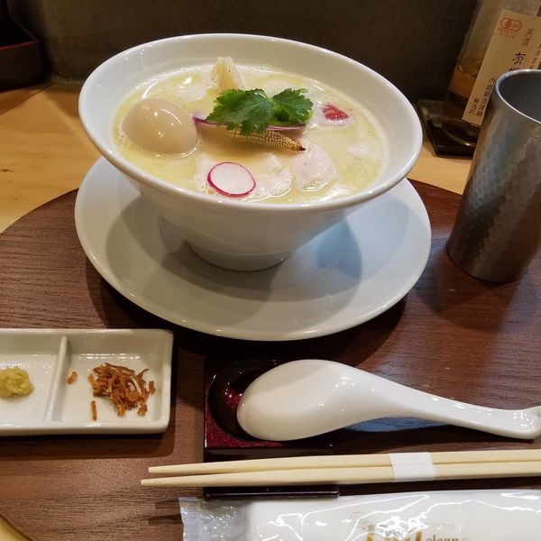 「鶏白湯soba¥1000+味玉¥120」@銀座 篝 鎌倉店の写真