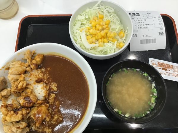 「チキンスパイシーカレー550円＆Aセット150円」@吉野家 恵美須町店の写真