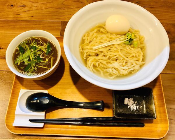 「限定 鯵煮干しつけ麺+味玉 手揉み麺ver」@ラーメン 健やかの写真
