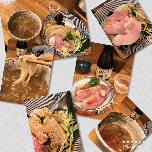 「【限定】冷やし烏賊肝醤油 950円+鴨ﾁｬｰｼｭｰ+冷酒」@中華そば きなりの写真
