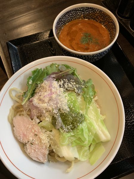 「【9月限定】完熟トマトつけ麺 大250g 950円」@まるふじ食堂の写真