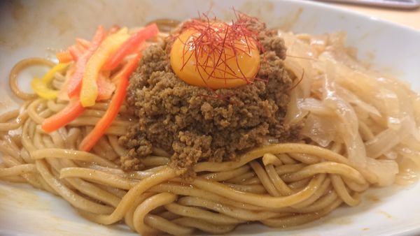 「キーマカレーまぜそば（限定、、大盛無料）」@濃厚鶏そば 葵の写真