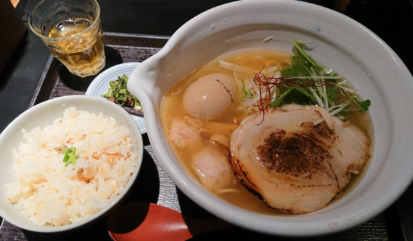 「銀笹ラーメン塩+味玉+半鯛めし」@麺処 銀笹の写真