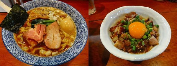 「手揉み中華蕎麦醤油850円中盛80円スタミナ丼250円煮卵」@麺処 ほん田の写真