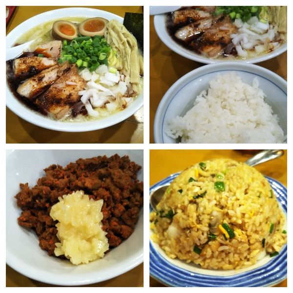 「【限定】濃厚辛味塩ラーメン＋ライス＋チャーハン」@麺屋 扇 SENの写真