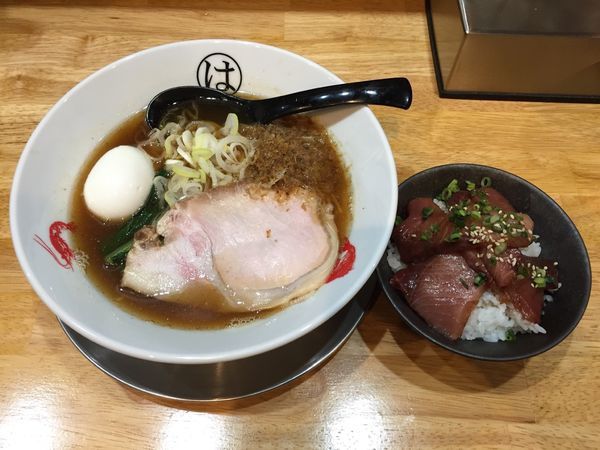 「味玉鯖だしらーめん(醤油)＋旬の海鮮漬け丼」@ウミのチカラの写真
