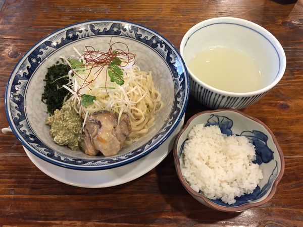 「【限定10食】牡蠣のまぜそば＋割りスープ・ライスセット」@貝料理 梵厨の写真