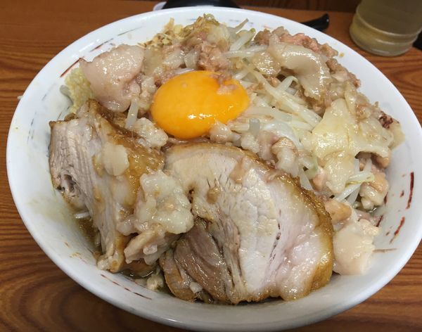 「汁なし　ニンニクマシ　アブラ　カラメ」@ラーメン二郎 亀戸店の写真