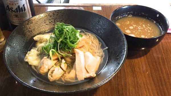 「アサヒスーパードライ → 牡蛎つけそば」@寿製麺よしかわ 保谷店の写真