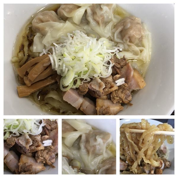 「限定 鶏油そば 手打麺 600円、ワンタン4個 300円」@うえんで 山鹿店の写真