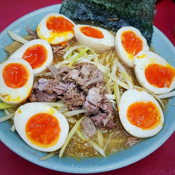 「ネギ味噌ラーメン ６８０円＋味玉６０円 × ４個」@ラーメンショップ 牛久結束店の写真