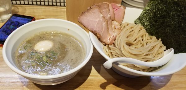 「全部入り煮干つけ麺1150+チャーシュー飯250」@らーめん 改の写真