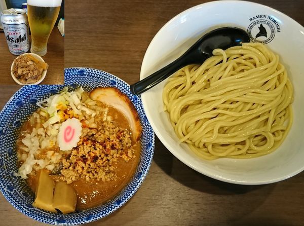 「【限定】狼煙みそつけめん￥1000＋ビール￥380」@狼煙 東大宮店の写真