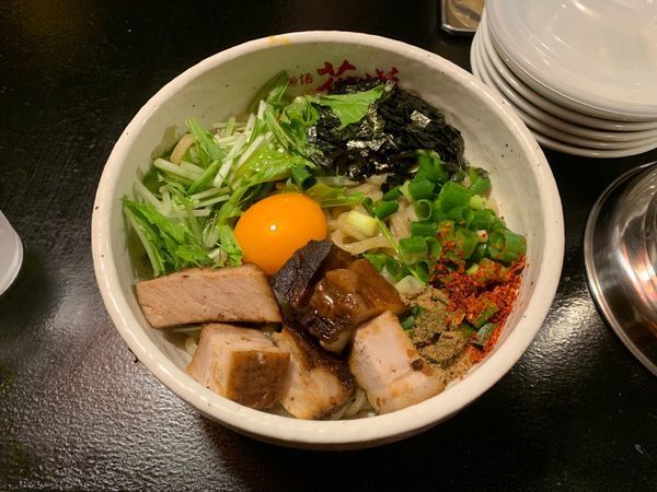 「まぜそば 並盛 850円（追い飯無料）」@麺場 花道 中村本店の写真