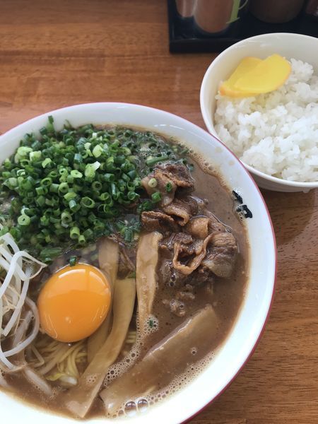 「支那そば肉入り並、ネギ、小ライス」@支那そば 巽屋の写真