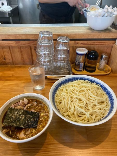 「つけ麺、中盛り、辛味、小チャーシュー」@自家製中華そば としおかの写真
