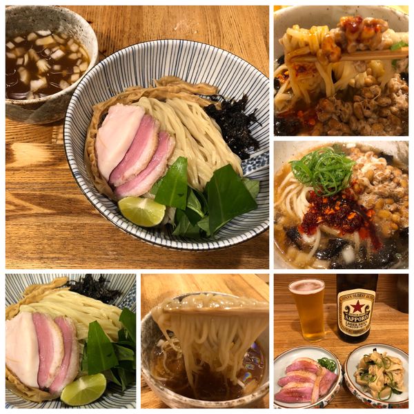 「【限定】冷やし煮干しと鶏のつけそば880円 ビール他」@中華そば きなりの写真