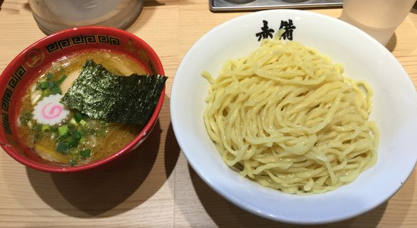 「味玉豚鶏つけめん（中盛） 930円」@赤備の写真