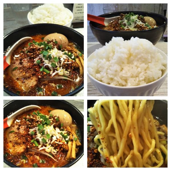 「辛痺味噌ラーメン＋大盛り＋ライス」@麺屋 誉の写真