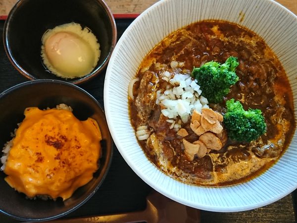「【限定】牛スジカレーヌードル（チーズ飯付き）￥930」@和風らーめん 凪の写真