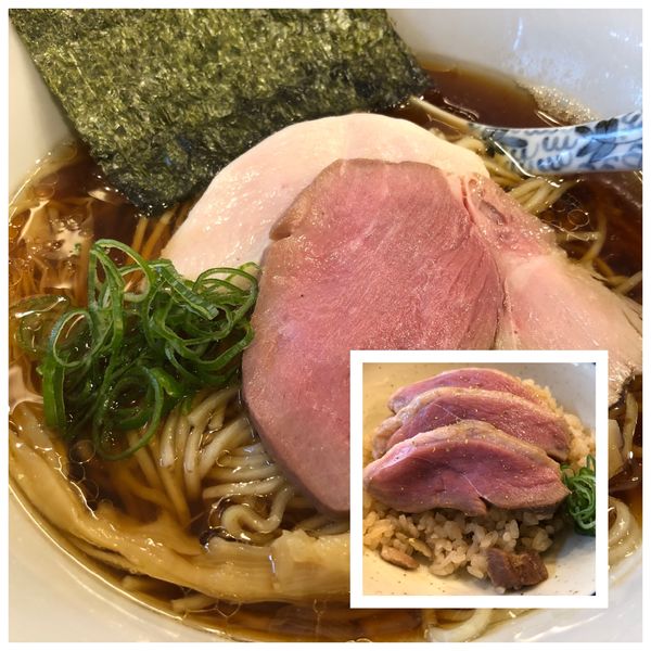 「醤油そば 780円  鴨肉炊き込みご飯 400円」@中華そば きなりの写真