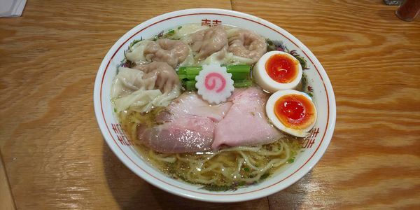 「山椒そば+肉ワンタン4個+味玉」@キング製麺の写真