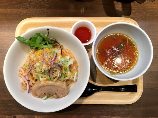 「生ビール中 → まぜそば（味噌）＋豚のライスボール」@まぜそば専門店 シン・アジトの写真